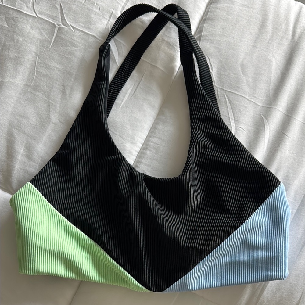 Colorblock Bralette - Black, Green, and Blue